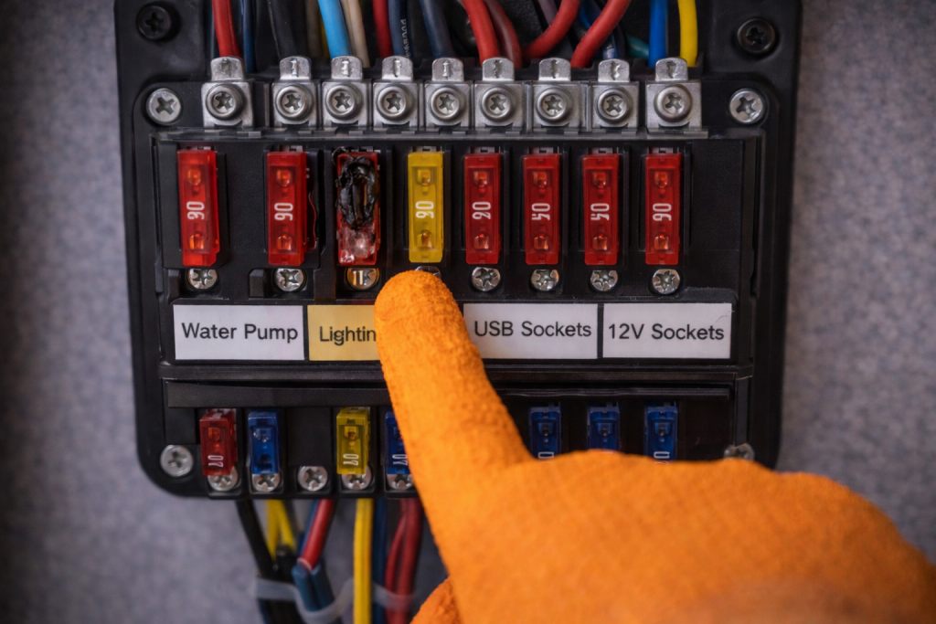Blown 12V fuse inside caravan fuse box