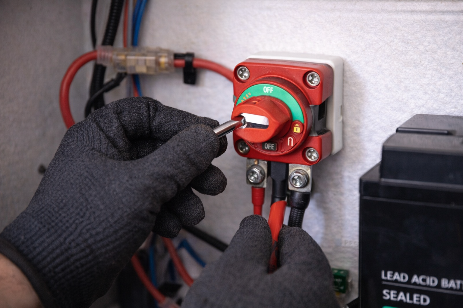 Removing a caravan battery isolator switch