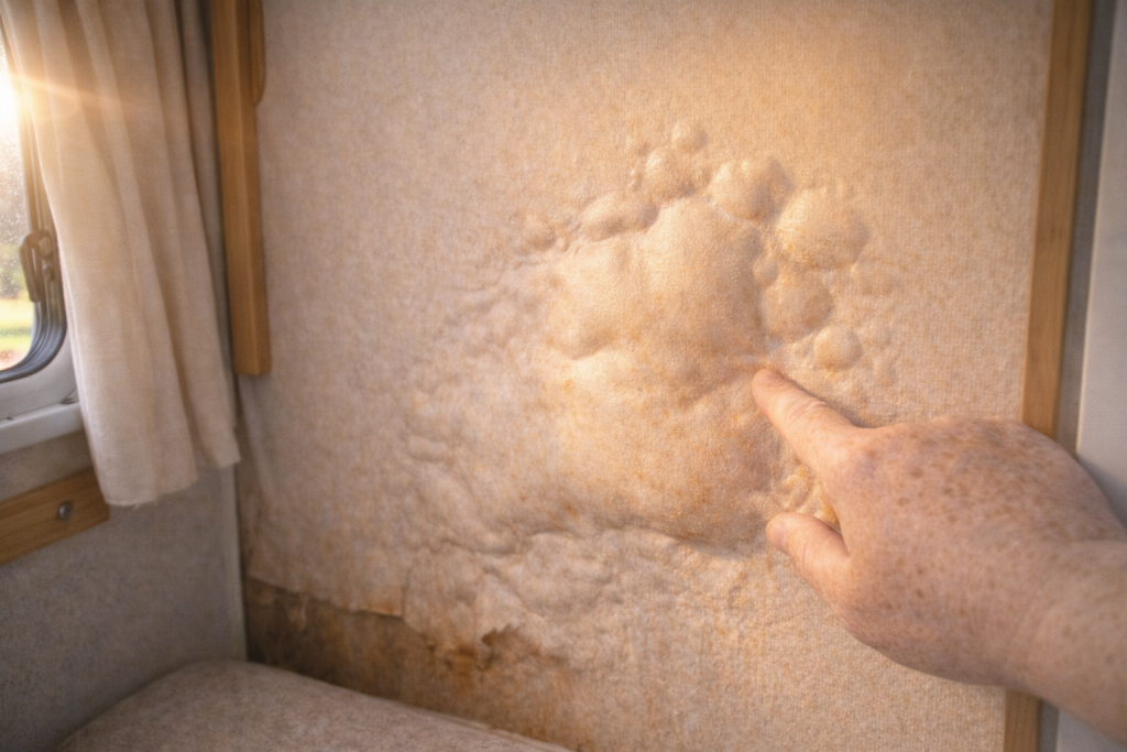 Caravan wall panel bubbling from heat exposure