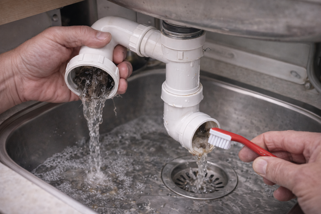 Cleaning caravan sink trap to stop grey water smells