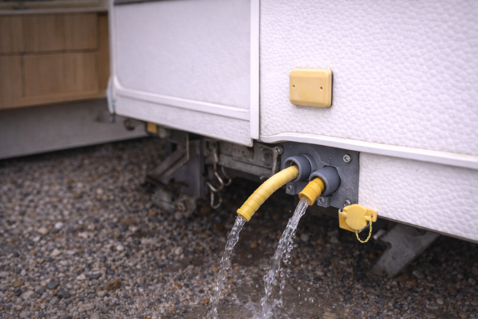 Draining caravan water tanks and taps