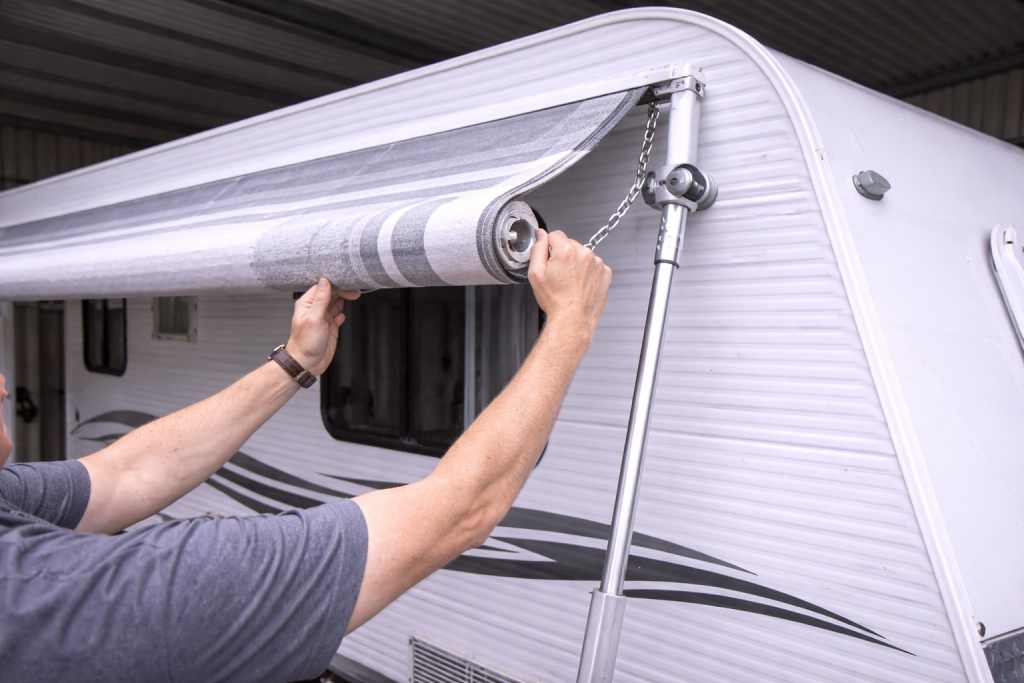 Removing caravan awning before cyclone season