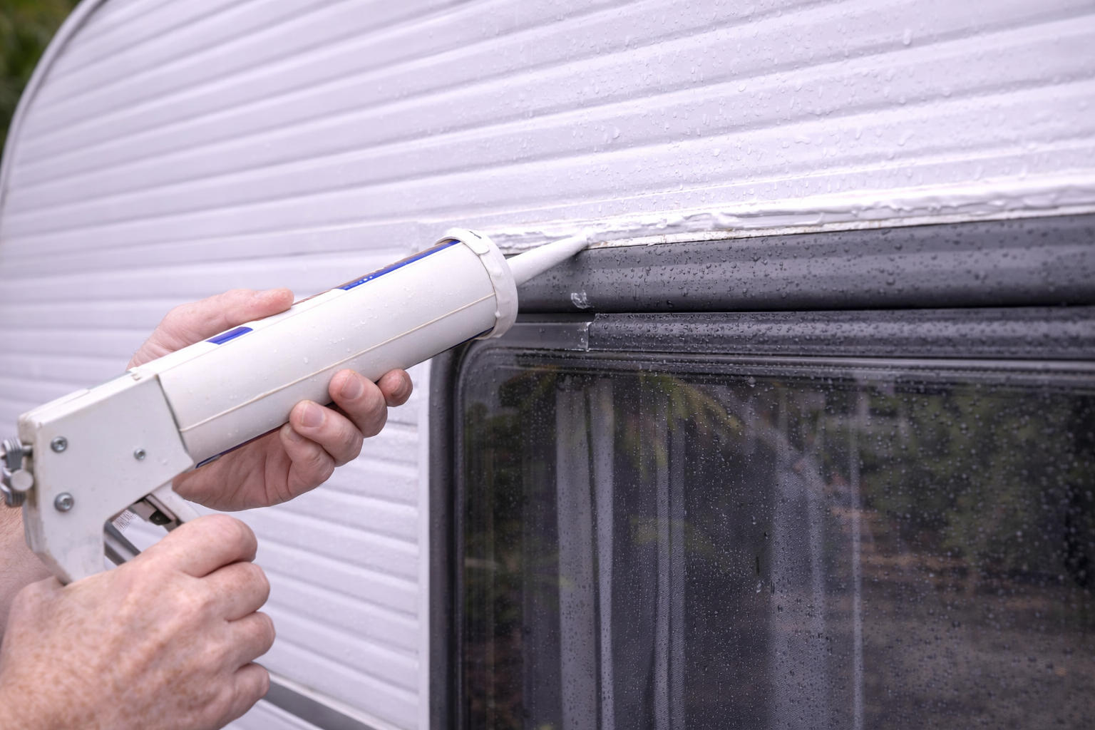Inspecting and sealing caravan windows before cyclone season