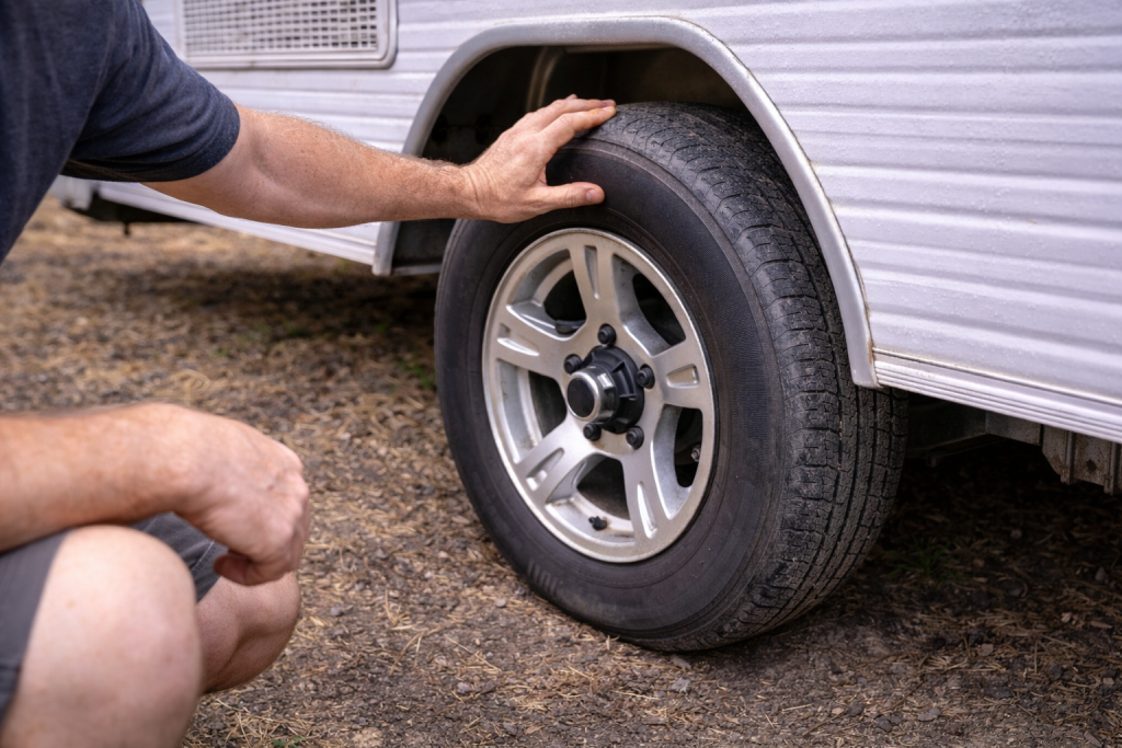 Checking caravan tyres and wheels after storage
