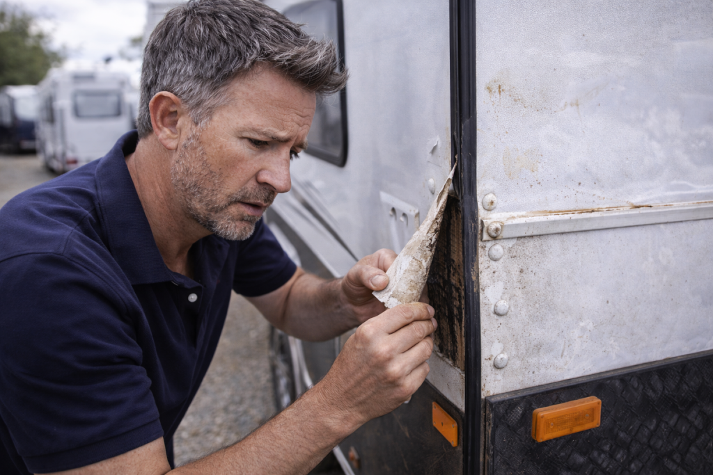Inspecting a used caravan for potential issues