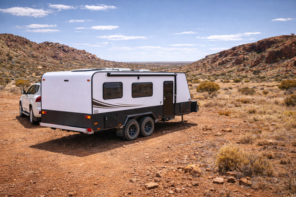 Off-road caravan in remote Western Australia