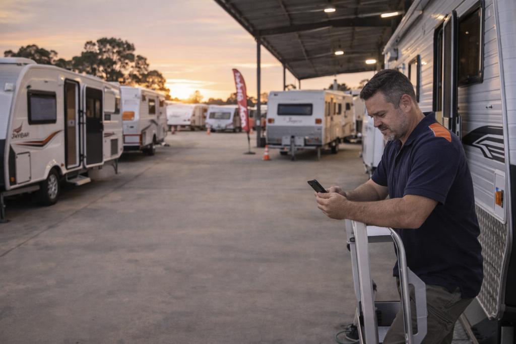 Caravan dealership during quieter sales period