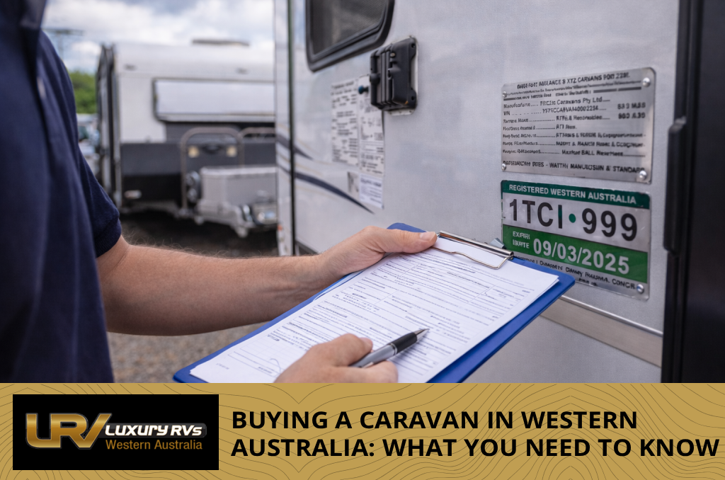 Caravans presented at an expo or showroom, illustrating caravan buying options and comparing different types and sizes.